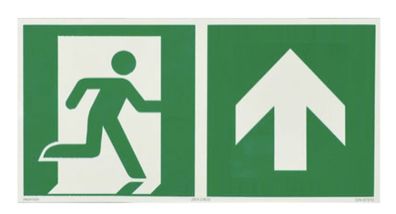 Fluchtweg Notausgang Pfeil oben Schild nachleuchtend selbstklebend Trennstrich