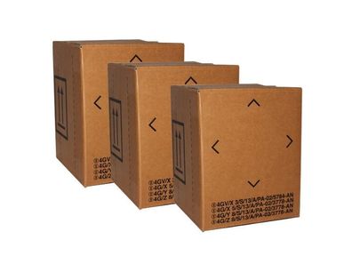 3x Gefahrgut Verpackung Fefco 0201 Karton Wellpappe 4 GV Typ 6/5 Gruppe III 8 kg