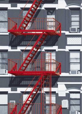 Fototapete Feuerleiter 183x254 Fire Escape New York USA rote Treppe Hochhaus NYC