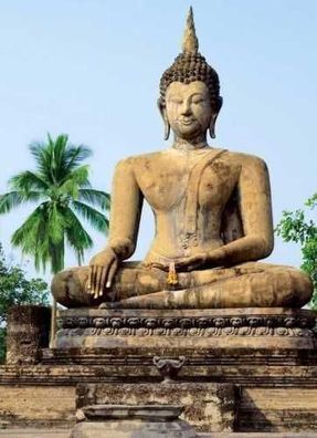 Fototapete Sukhothai 183x254 cm Tempel Buddha Palmen Wat Sra Si Temple Thailand