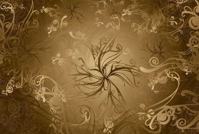 Fototapete GOLD 368x254cm schön florales Edel-Design feine hell-braune Ornamente