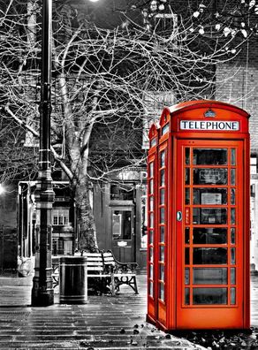 Fototapete Shepherd MARKET 183x254 rote englische Telefonzelle in London s-w Mix