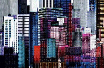 Fototapete Colourful Skyscrapers 175x115 Giant Art Poster, bunte Wolkenkratzer