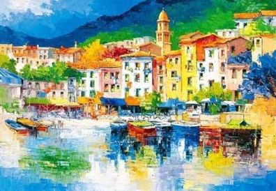 Fototapete Riviera LIGURE 366x254 Kunst Malerei bunt Italien Gemälde Ligurien