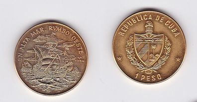 1 Peso Nickel Münze Kuba Flotte von Kolumbus 1990 (119574)