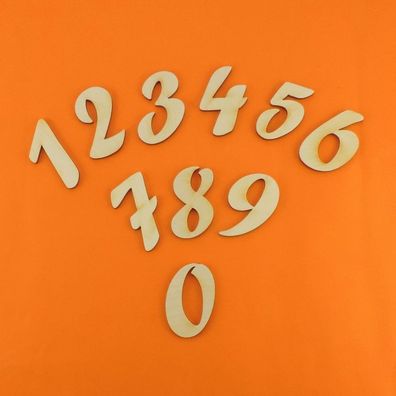 Zahlauswahl 0 - 9 Zahlen in 5cm aus Holz Forte Zahlen für Uhren Basteln, 1 Zahl