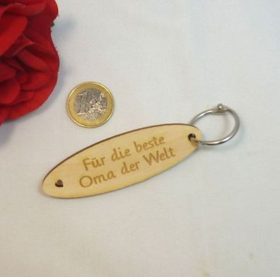 Schlüsselanhänger -Für die beste Oma der Welt- Holz Birke Geschenk Mitbringsel