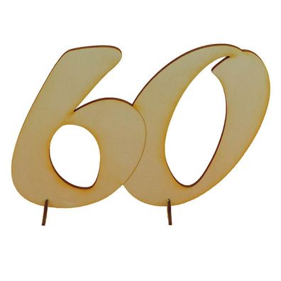 Geburtstag Jahreszahl 60 Geschenk 15cm aus Holz Hochzeit Jubiläum Tischdeko