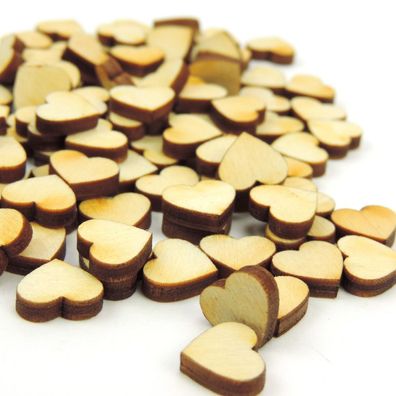 100 Herzen aus Holz in 1cm Dekoherzen Hochzeitsdeko Tischdeko Streudeko