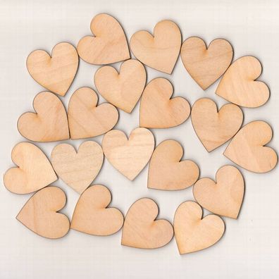 20 symmetrische Herzen in 4cm Holz Dekoherzen Hochzeitsdeko Tischdeko Geburtstag