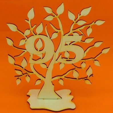 Lebensbaum mit der Zahl 95 aus Holz ,16 cm, Geschenk Jahrestag