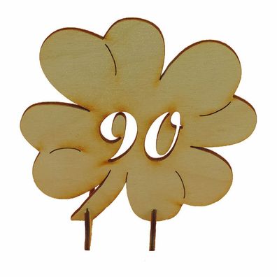 Geschenk zum Geburtstag Hochzeit Jubiläum, 90 Holz Glücksklee 11cm Aufsteller
