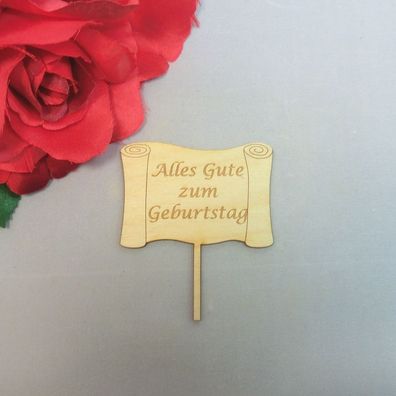 Geburtstagsgeschenk Blumenstecker "Alles Gute zum Geburtstag" 7cm Glückwunsch
