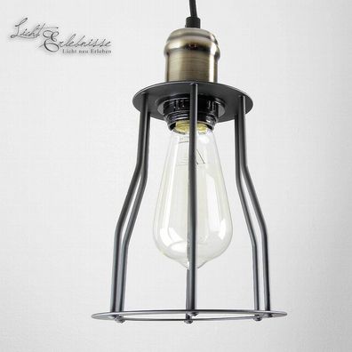 Vintage Käfig Hängeleuchte Lampenfassung in Messing Optik Pendelleuchte Lampe