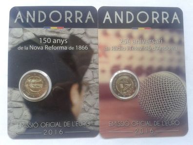 2 x 2 euro 2016 coincard Andorra coincards Reform + TV und Rundfunk im Set