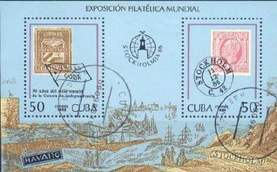 Kuba Bl 96 gest Briefmkausstellung Stockholmia ´86, mot527