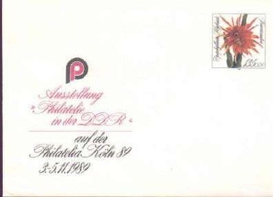 Ganzsache DDR U 10 postfr., KÖLN 1989, Blume