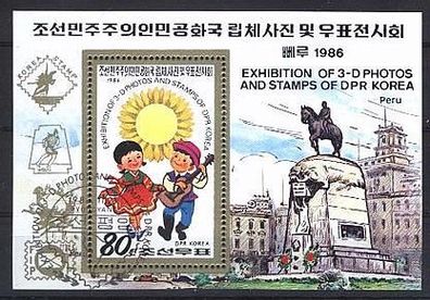Korea, Bl 222, 3 d Ausstellung Peru 1986, gest # 362
