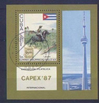 Kuba Block. 99 gest Capex 1987, Postreiter # 270