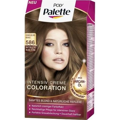 Poly Palette Haarfarbe Dunkelblond Mokka 586 mit Argan Öl Intensiv-Creme-Coloration