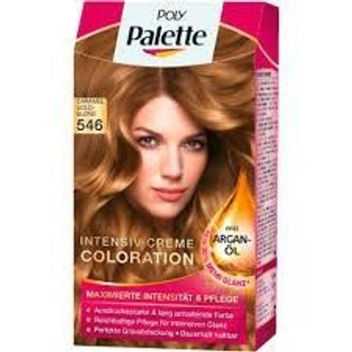 Poly Palette Haarfarbe Caramel Goldblond 546 mit Argan Öl Intensiv-Creme-Coloration