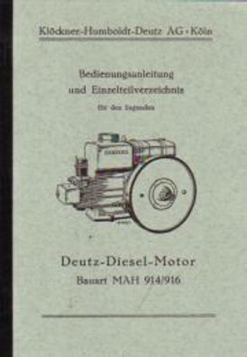 Bedienungsanleitung und Ersatzteilliste Deutz Diesel-Motor
