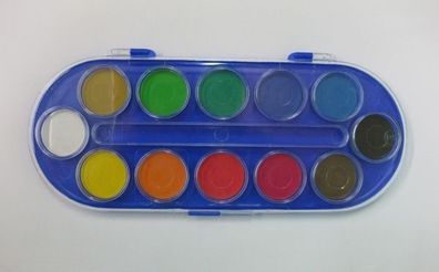 Farbkasten 12 Farben - transparenter Deckel