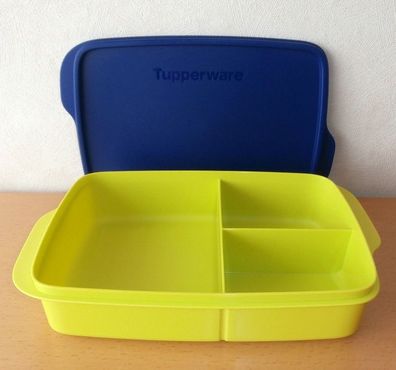Tupperware® * * Clevere Pause XL * * 1,0 l-Sandwichbox mit Unterteilung - GRÜN/ BLAU