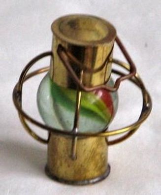 Miniatur Lampe aus Glas + Metall für den Setzkasten