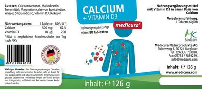 Calcium + Vitamin D - 90 Kapseln