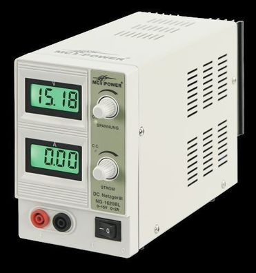 Labornetzgerät McPower "NG-1620BL" regelbar 0-15 V, 2 A, 2x beleuchtete LCDs, 30 W