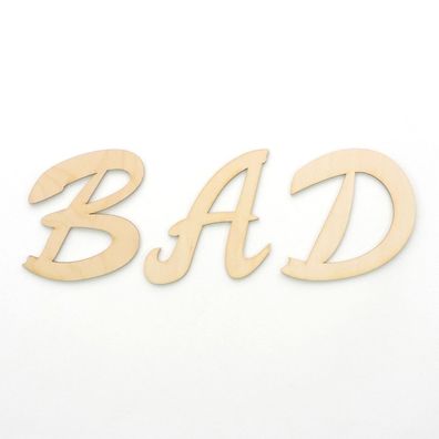 Schriftzug Bad aus einzelnen Holzbuchstaben, 10cm Bad Türschild Buchstaben Wort