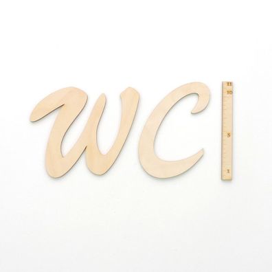 Schriftzug "WC" aus Holzbuchstaben, 10cm Türschild Buchstaben Wort Wandtattoo
