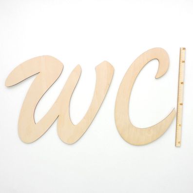Schriftzug "WC" aus Holzbuchstaben, 20cm Türschild Buchstaben Wort Wandtattoo