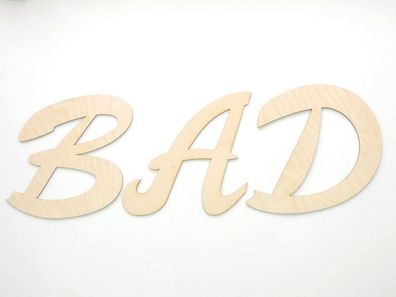 Schriftzug "BAD" aus Holzbuchstaben, 20cm Türschild Buchstaben Text Wandtattoo