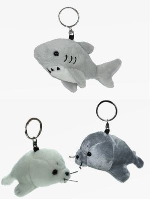 Schlüsselanhänger Plüschtier Hai Seehund 12cm Kuscheltiere Stofftiere Schlüsselring
