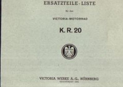 Ersatzteilkatalog Victoria KR 20, 1 Zylinder ,4 Takt Modell, Motorrad, Oldtimer