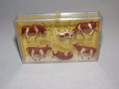 Preiser 0155 - 6 braune Kühe - HO - 1:87 - Originalverpackung