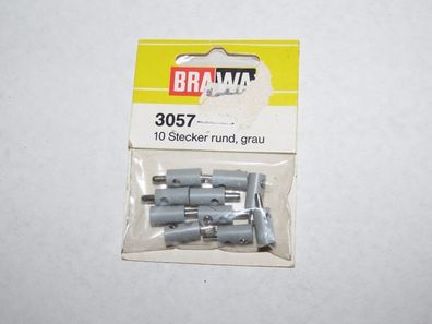 Brawa 3057 - 10 Stecker rund - grau - Originalverpackung