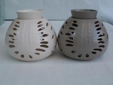 Duftlampe aus Keramik in Taupe oder Altweiß, 15 cm