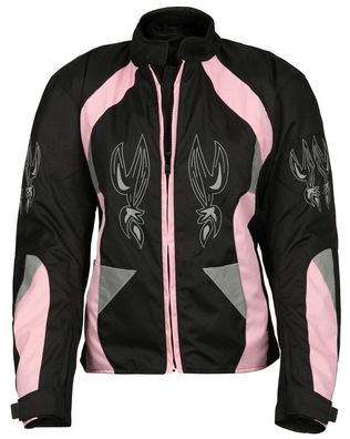Damen Motorrad Jacke Motorradjacke Pink Schwarz mit Tribal S M L XL