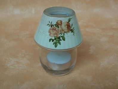Glaslampe für Teelichter Rose