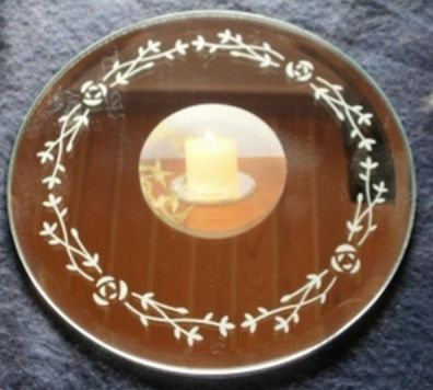 Spiegel-Kerzenteller ROSEN, 12 cm