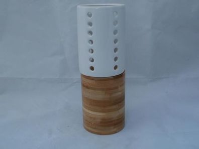 Kerzenhalter aus Holz und Keramik, 23 cm hoch