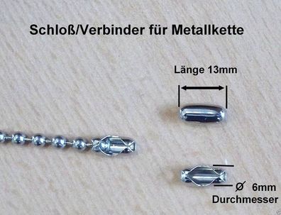 Rollo Jalousie Schloß vernickelt für Perlenkette Bedienkette aus Metall 4,5x6mm