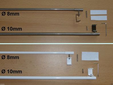 Klemmstange aus Metall Gardinen/ Scheibenstange Vitrage zum Klemmen in 30 50 80cm