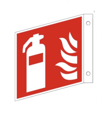 Feuerlöscher Schild Brandschutzzeichen 15x15 Fahnenschild ISO 7010 nachleuchtend