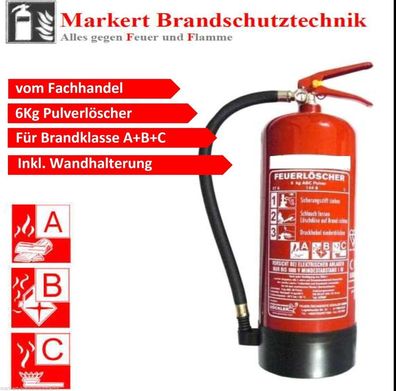 6 kg ABC Pulver Dauerdruck Feuerlöscher 34A =10LE ---vom Fachhandel---