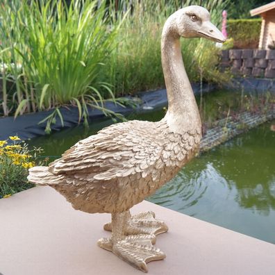 Dekofigur Goldene Gans Ente Vogel Erpel Tierfigur Deko Gartenfigur Blumenbeet