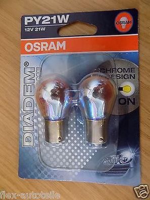 OSRAM PY21W Chrome Diadem Blinkerlampe Kugellampe Glühbirne 12V 21W BAU15s